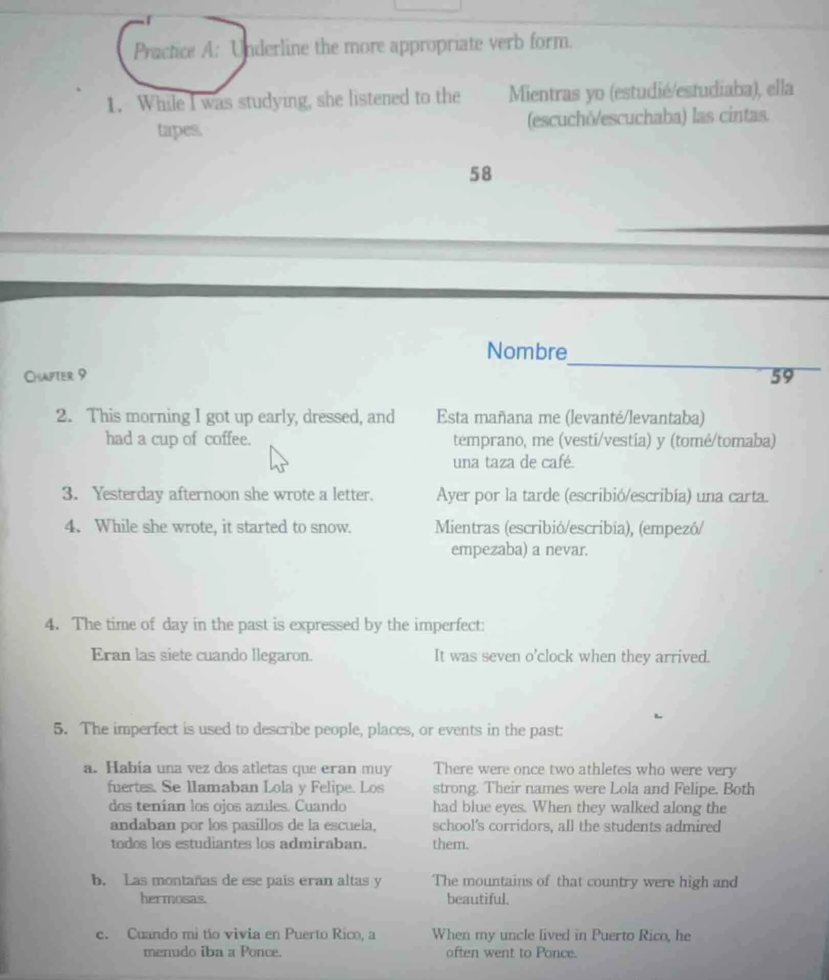 practice a: underline the more appropriate verb form. 1. while i was st…