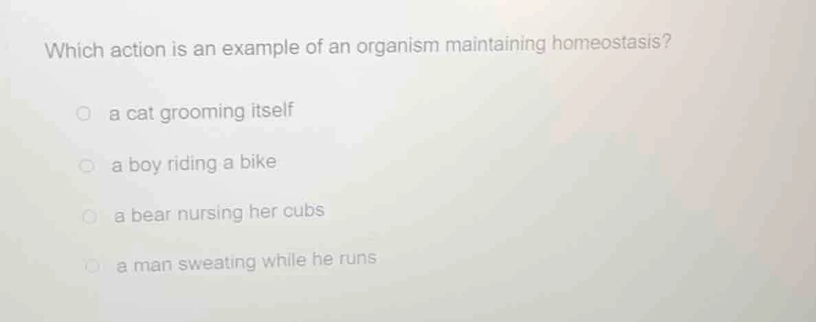 which action is an example of an organism maintaining homeostasis? a ca…