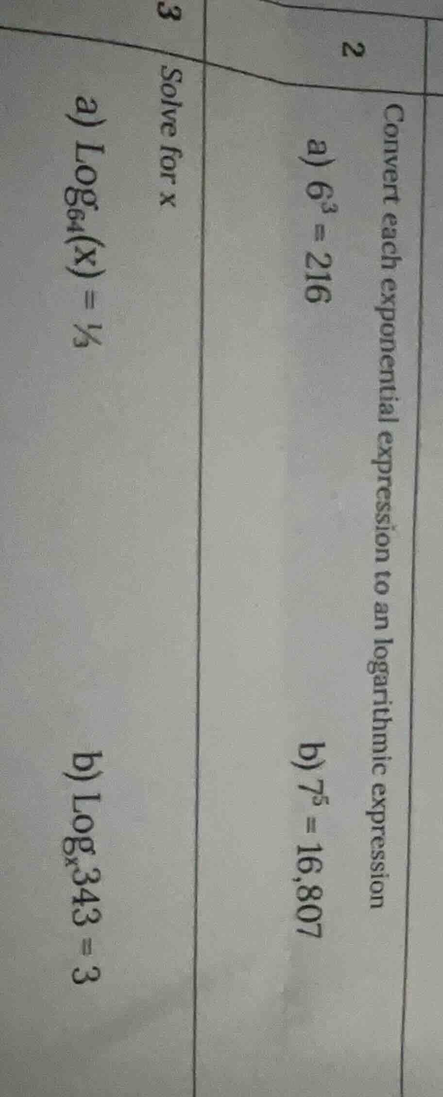 2 convert each exponential expression to an logarithmic expression a) $…