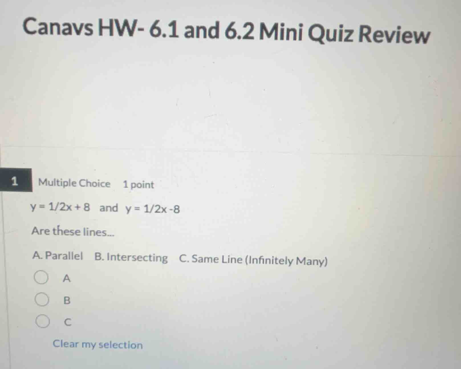 canavs hw- 6.1 and 6.2 mini quiz review 1 multiple choice 1 point y = 1…