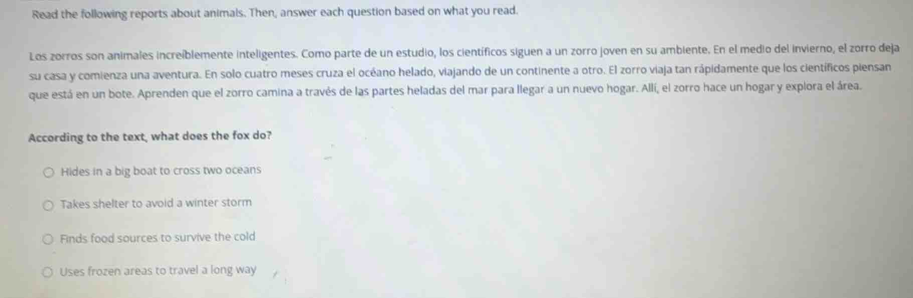 read the following reports about animals. then, answer each question ba…
