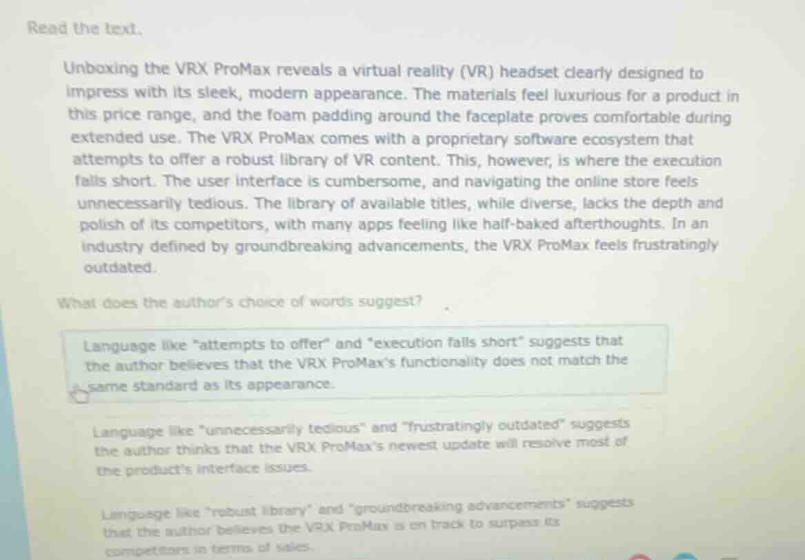 read the text. unboxing the vrx promax reveals a virtual reality (vr) h…