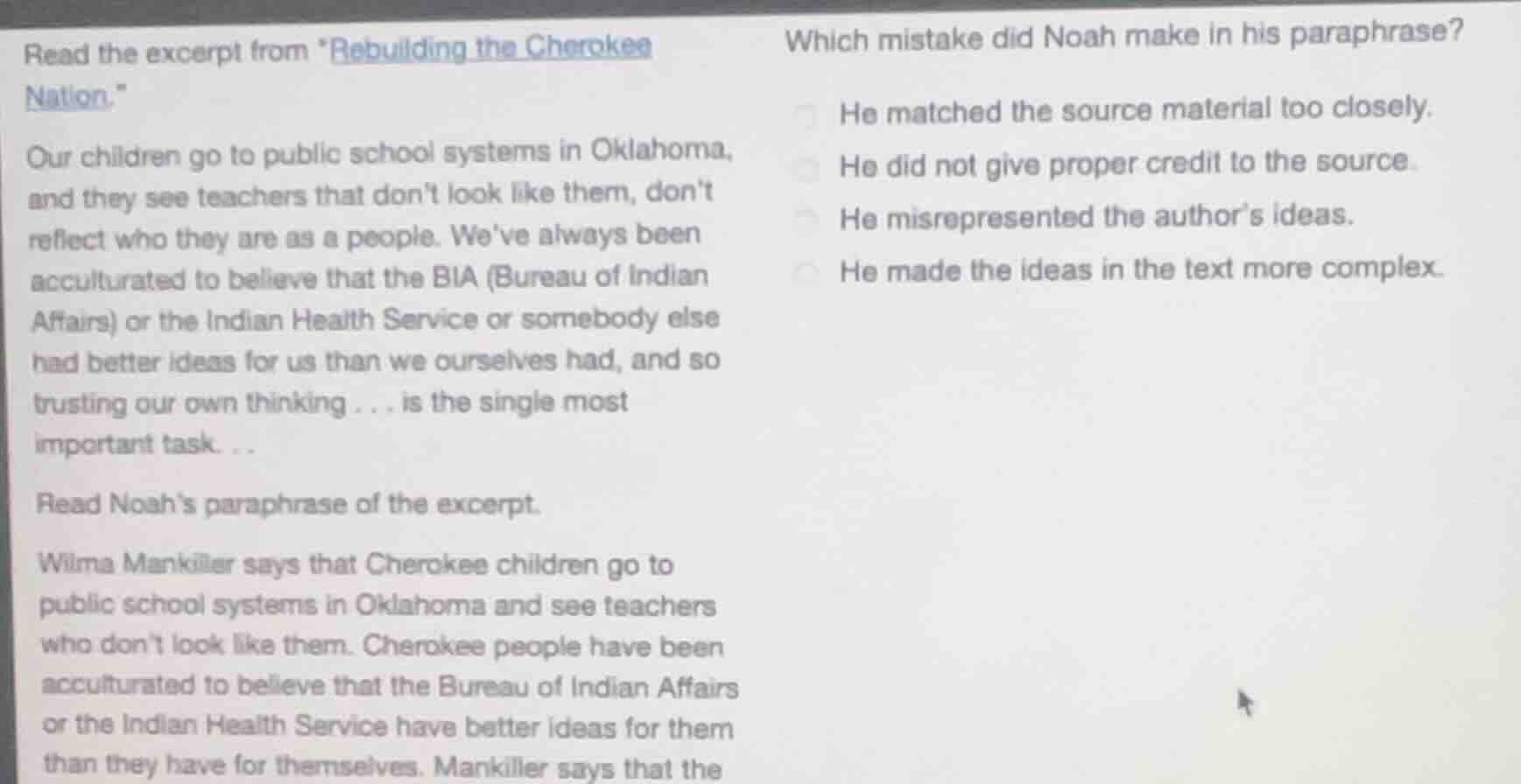 read the excerpt from rebuilding the cherokee nation. our children go t…