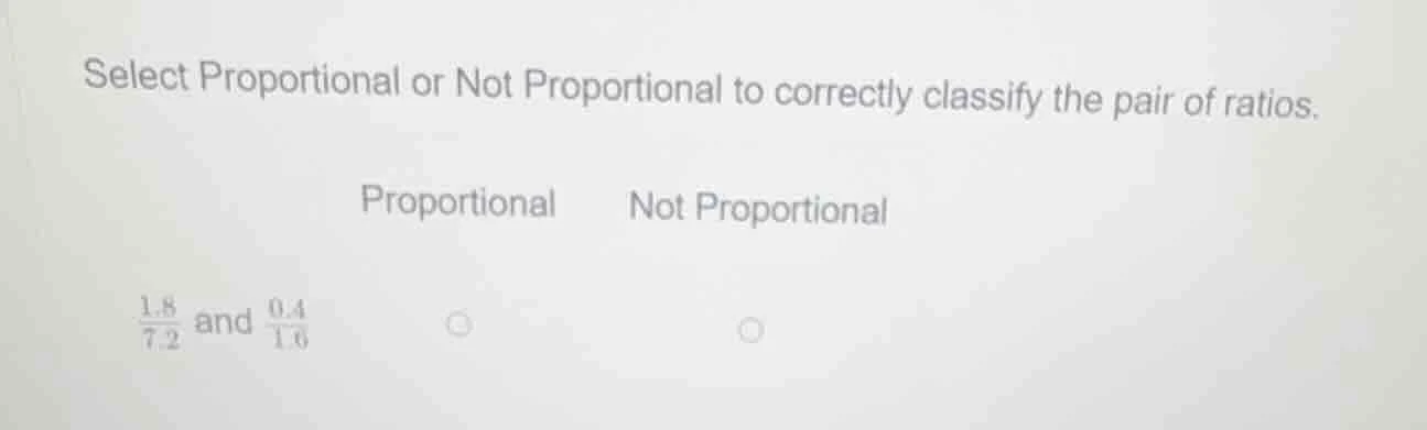 select proportional or not proportional to correctly classify the pair …