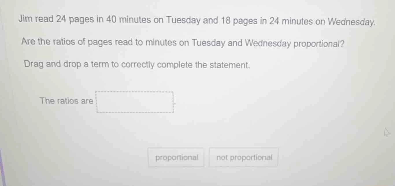 jim read 24 pages in 40 minutes on tuesday and 18 pages in 24 minutes o…