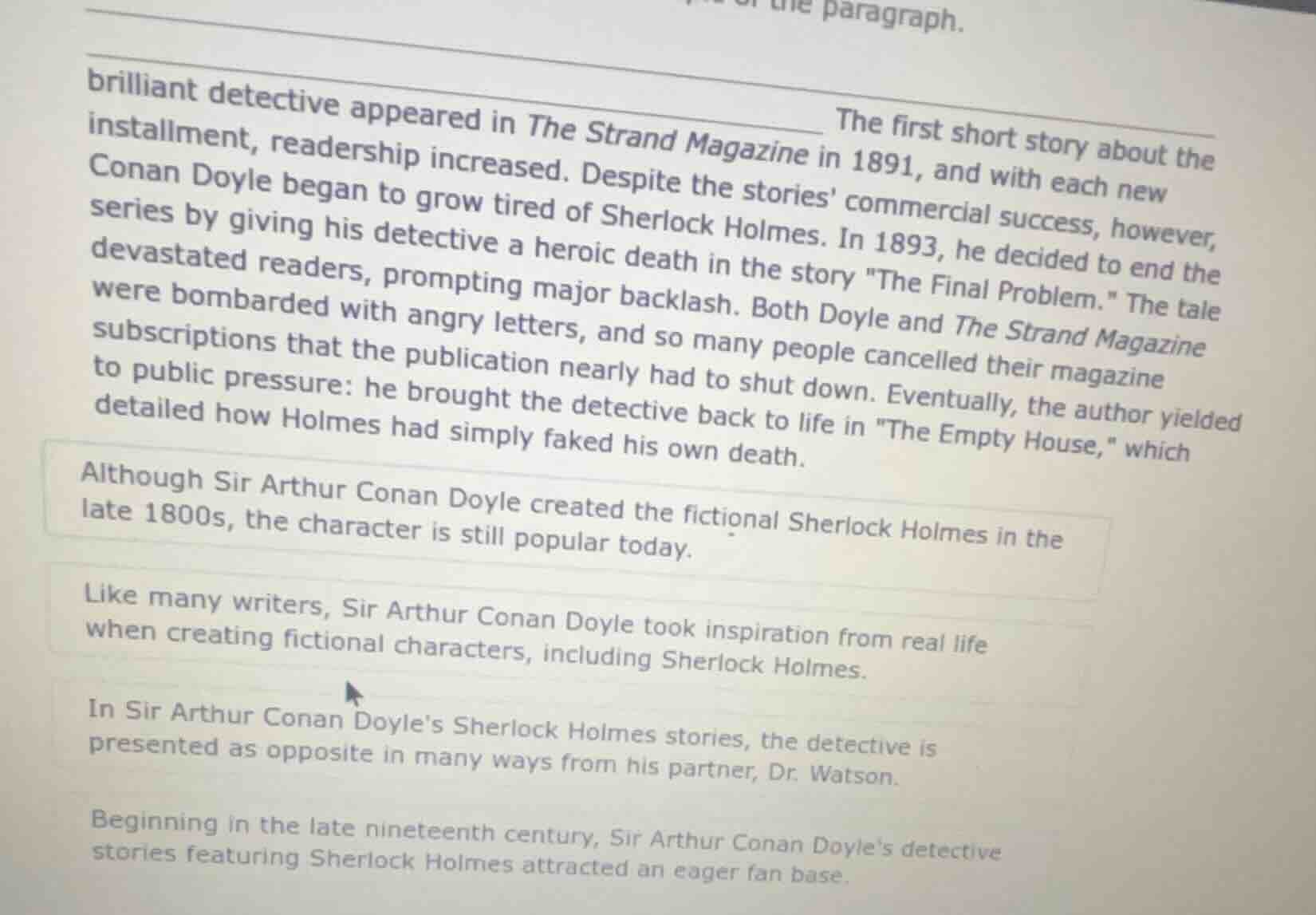 the first short story about the brilliant detective appeared in the str…