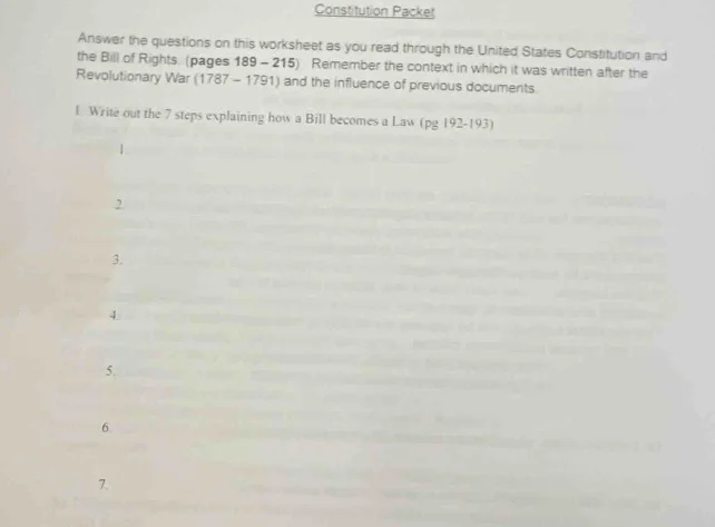 constitution packet answer the questions on this worksheet as you read …