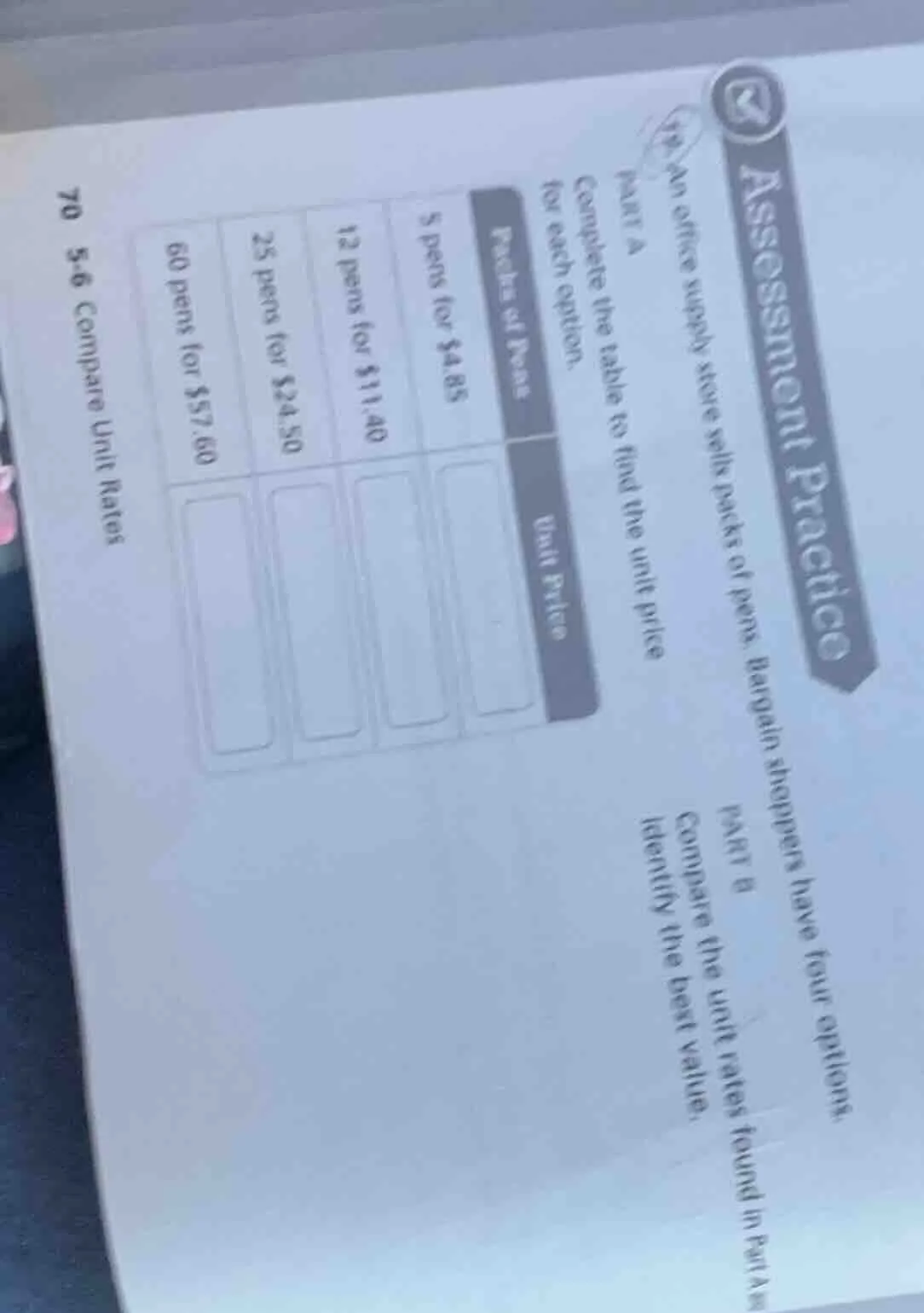 assessment practice 9. an office supply store sells packs of pens. barg…