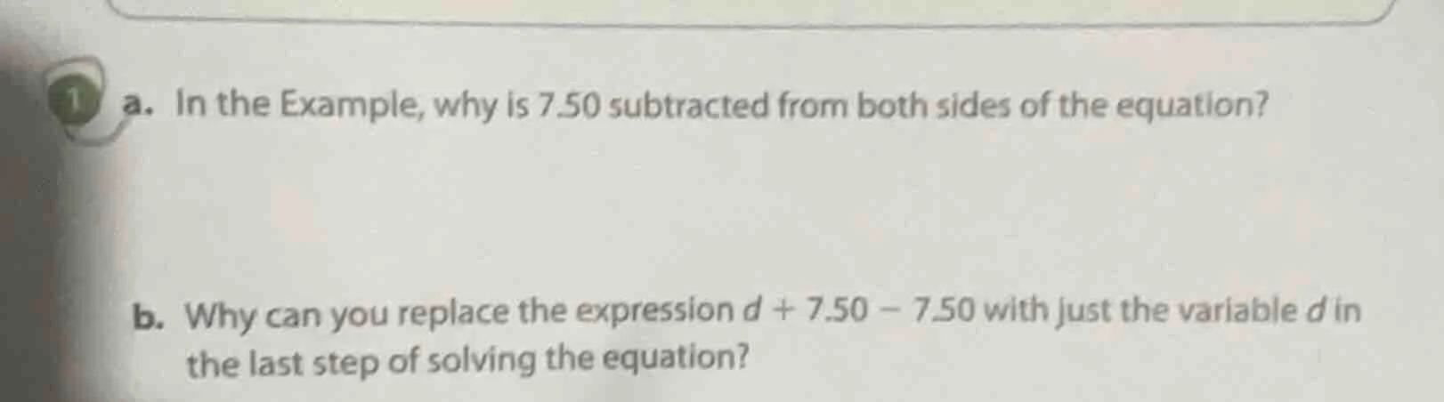 a. in the example, why is 7.50 subtracted from both sides of the equati…