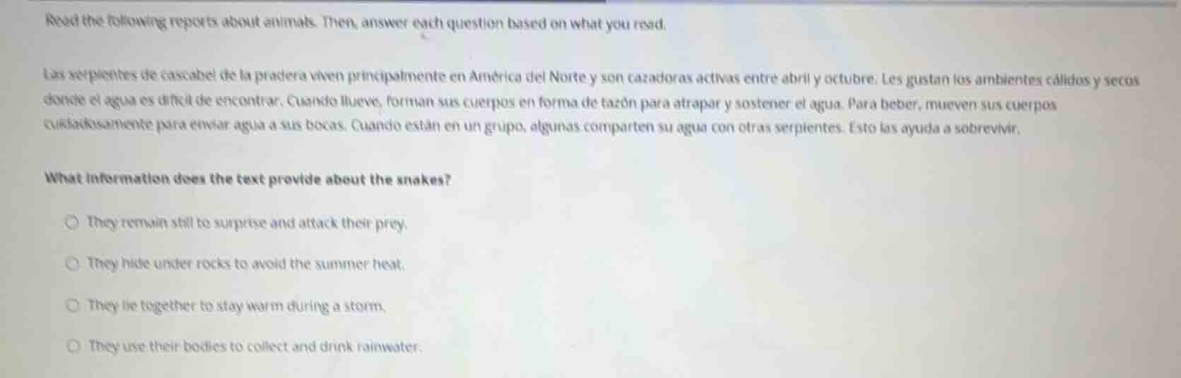read the following reports about animals. then, answer each question ba…