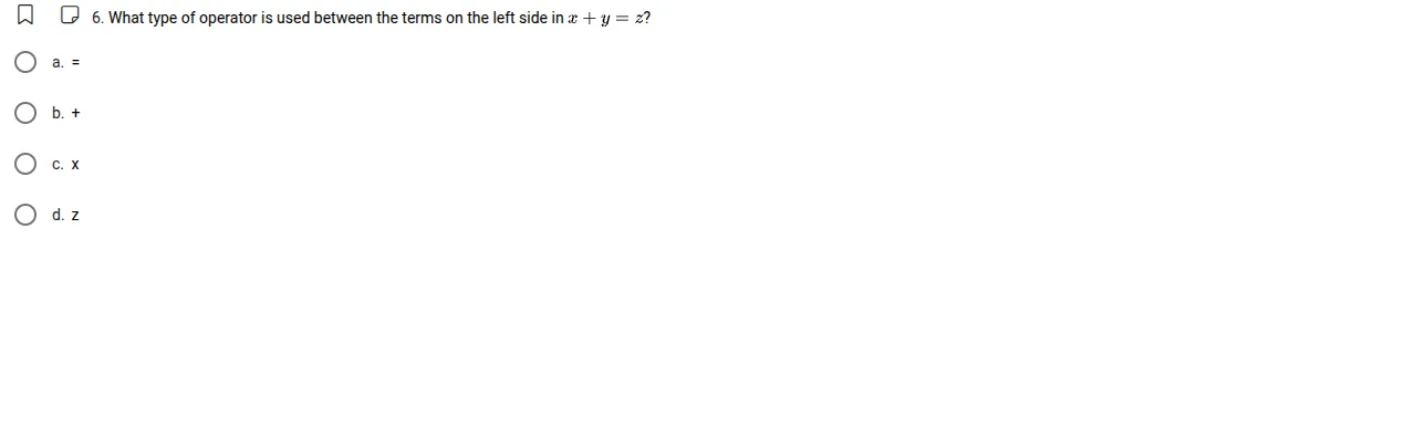 6. what type of operator is used between the terms on the left side in …