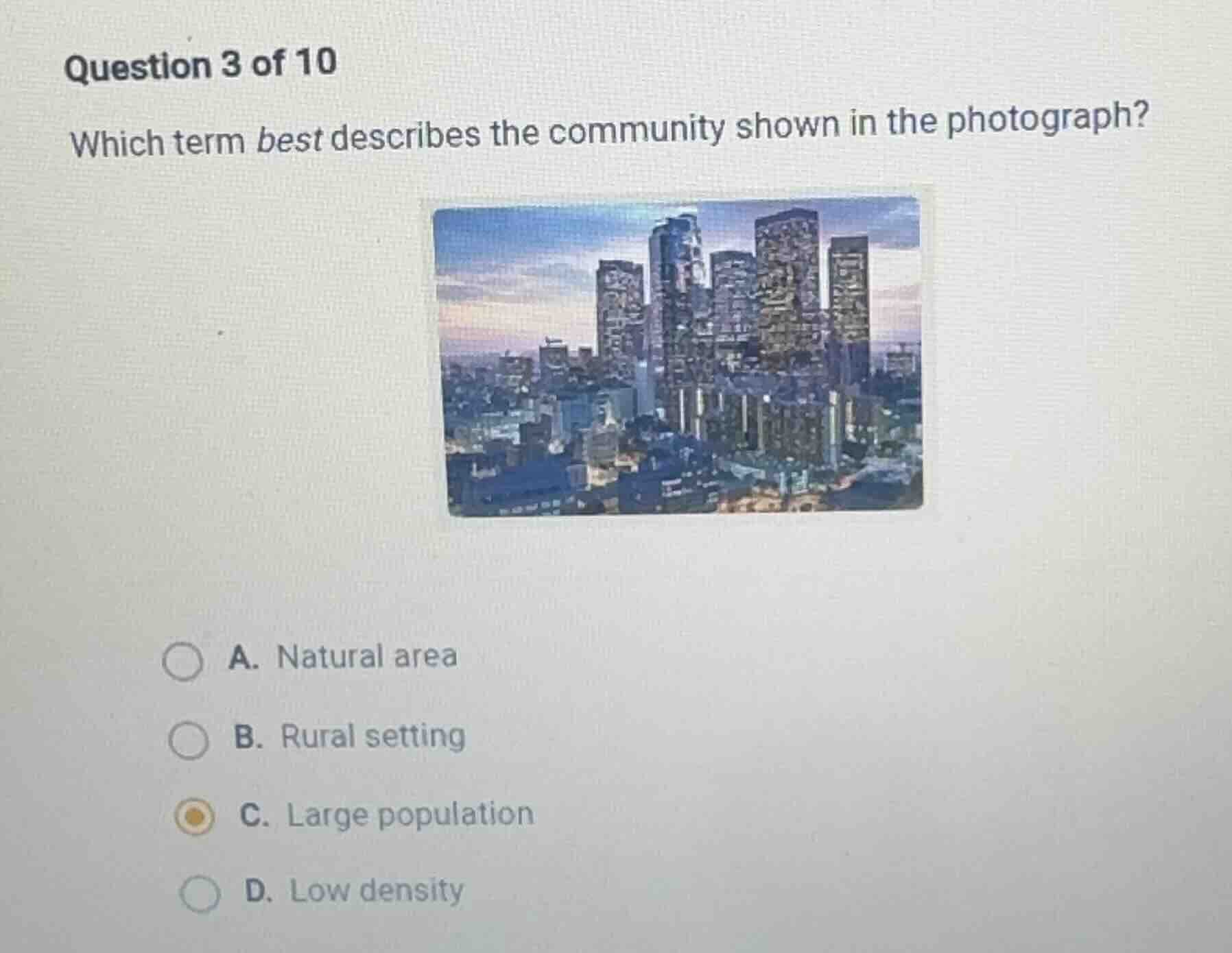question 3 of 10 which term best describes the community shown in the p…