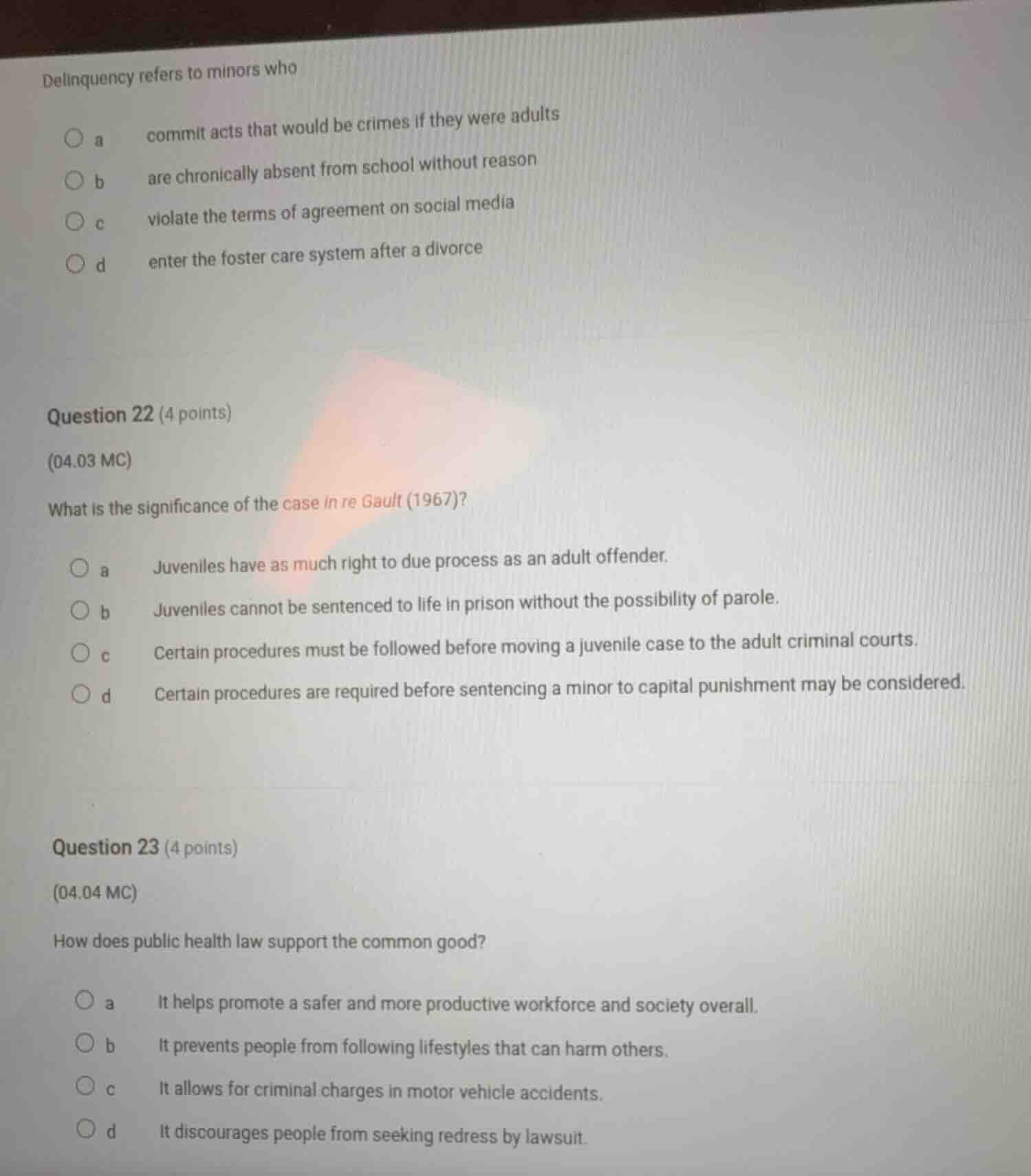 delinquency refers to minors who a commit acts that would be crimes if …