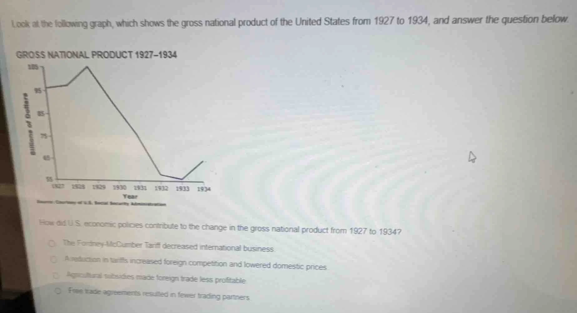 look at the following graph, which shows the gross national product of …