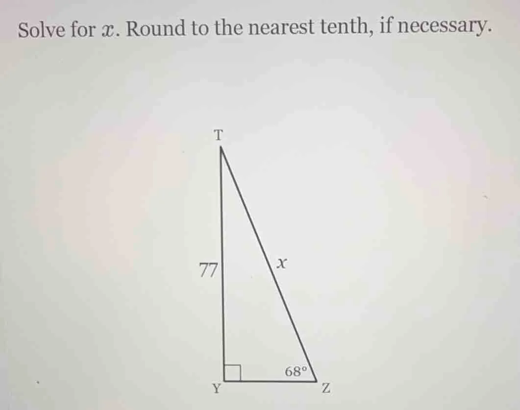 solve for $x$. round to the nearest tenth, if necessary. image of a rig…
