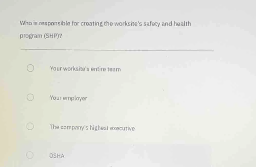 who is responsible for creating the worksites safety and health program…