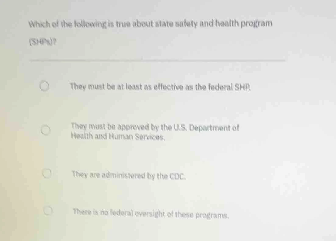 which of the following is true about state safety and health program (s…