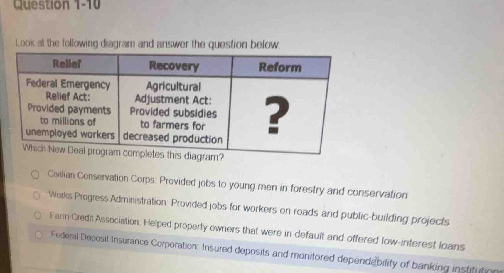 question 1-10 look at the following diagram and answer the question bel…