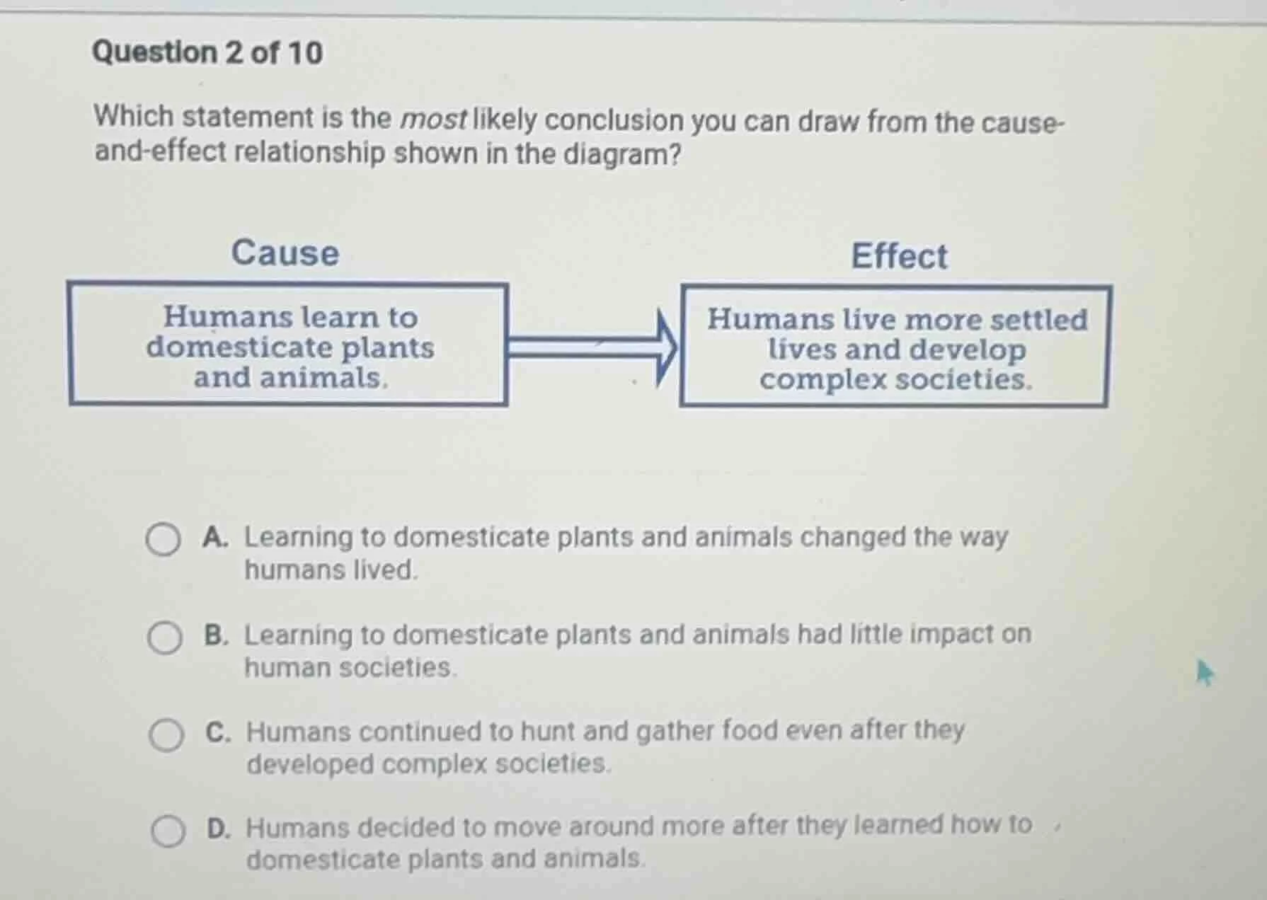question 2 of 10 which statement is the most likely conclusion you can …