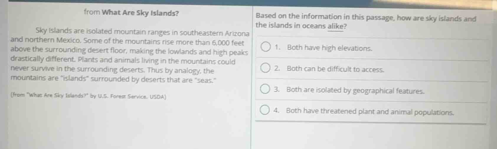 from what are sky islands? sky islands are isolated mountain ranges in …