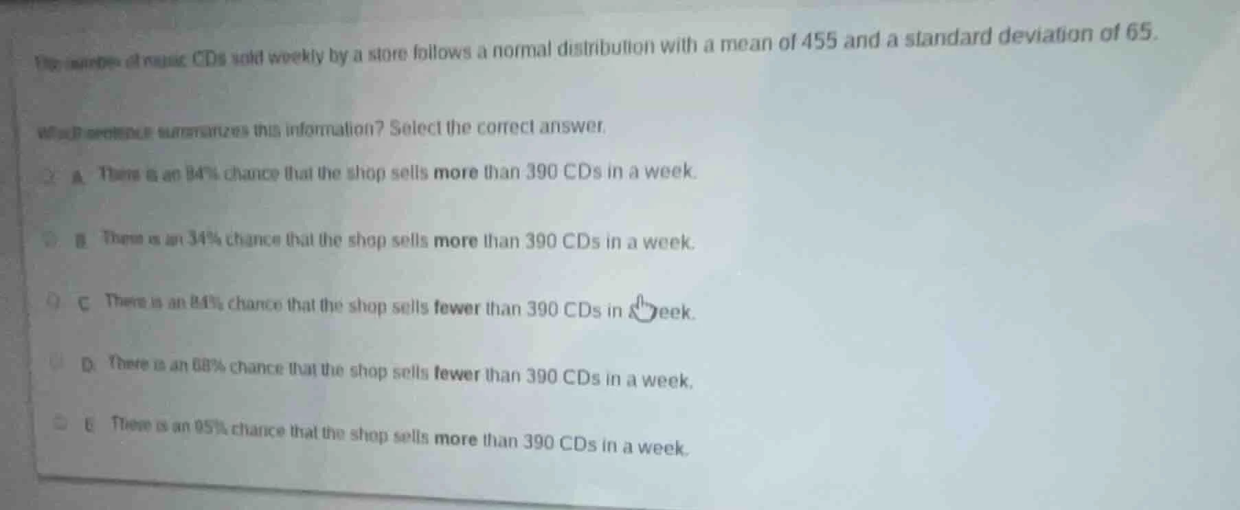 the number of music cds sold weekly by a store follows a normal distrib…