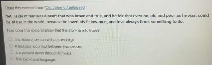 read this excerpt from \old johnny appleseed.\ yet inside of him was a …