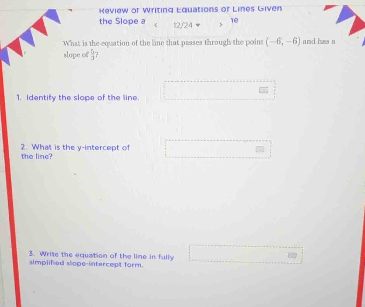review of writing equations of lines given the slope a what is the equa…
