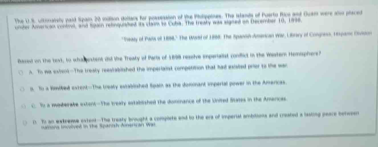 the u.s. ultimately paid spain 20 million dollars for possession of the…