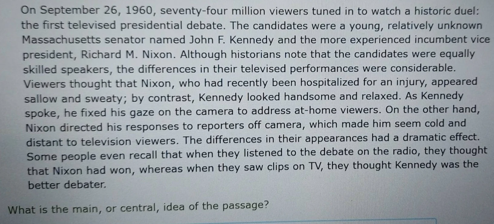 on september 26, 1960, seventy - four million viewers tuned in to watch…