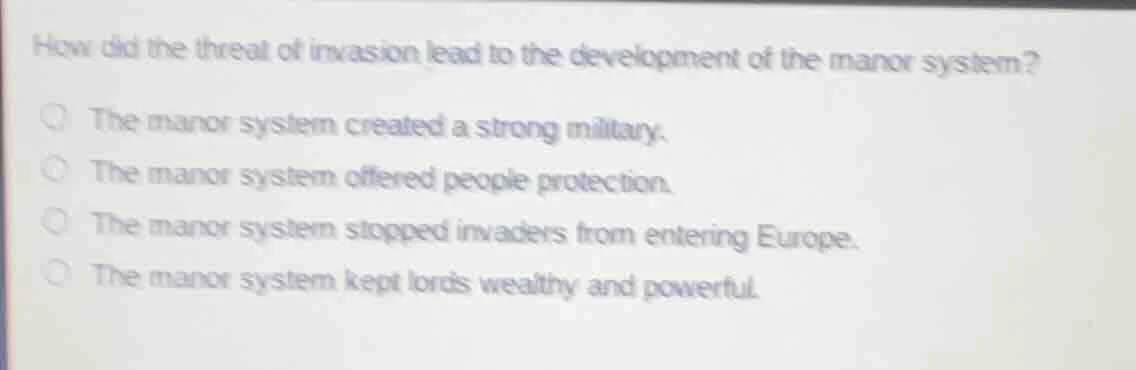 how did the threat of invasion lead to the development of the manor sys…