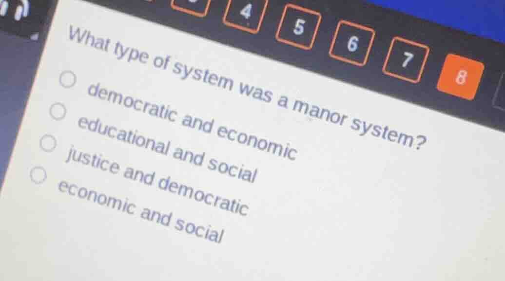 what type of system was a manor system? ○ democratic and economic ○ edu…
