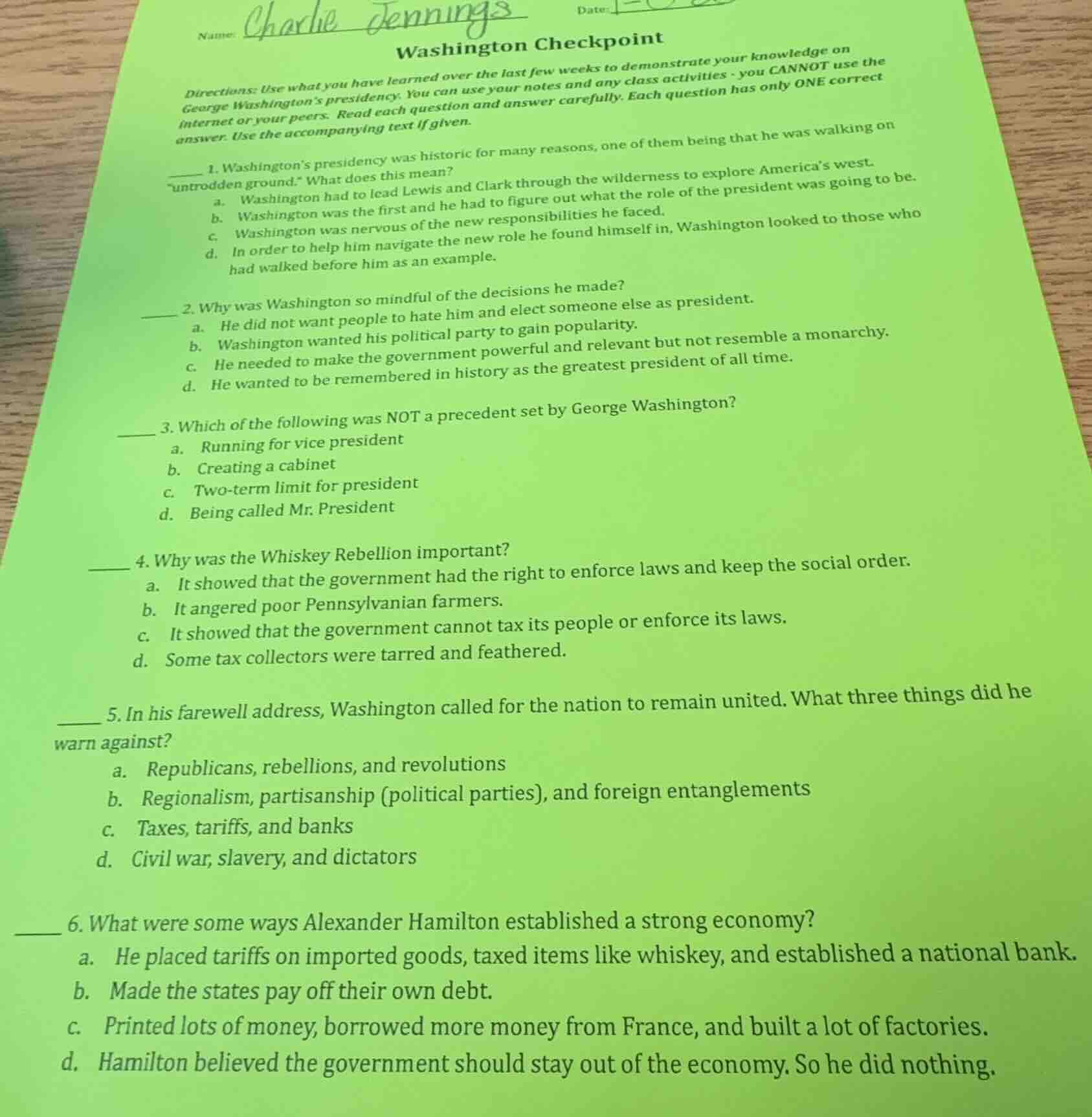 name: charlie jennings date: washington checkpoint directions: use what…