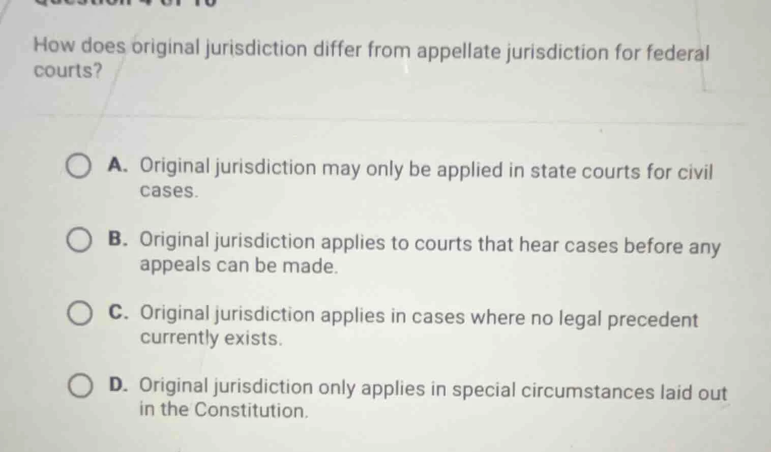 how does original jurisdiction differ from appellate jurisdiction for f…