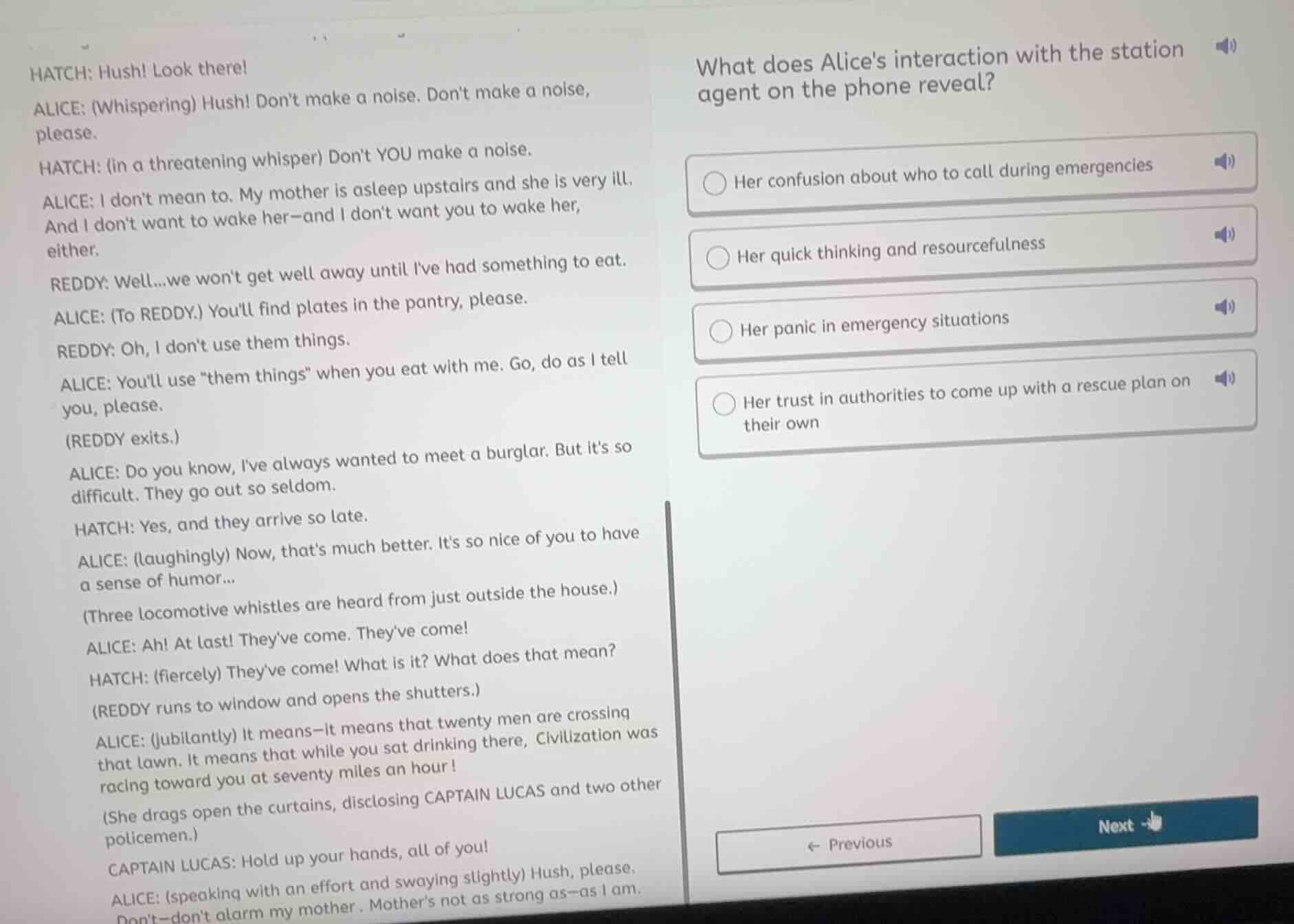 hatch: hush! look there! alice: (whispering) hush! dont make a noise. d…