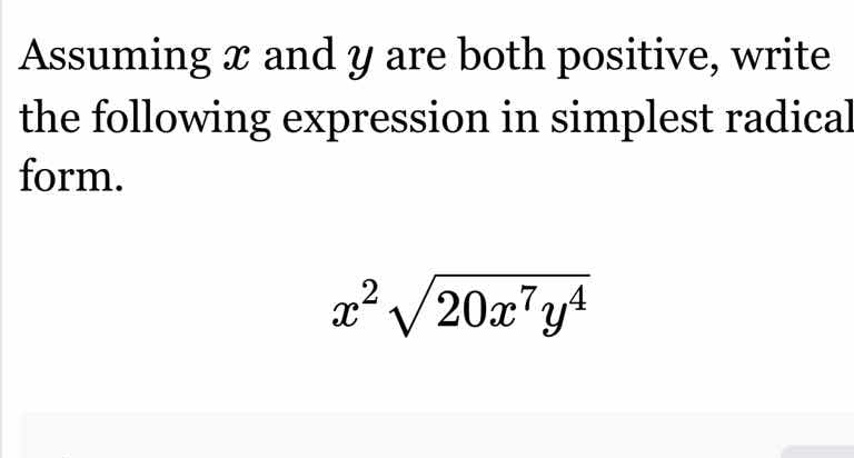 assuming ( x ) and ( y ) are both positive, write the following express…
