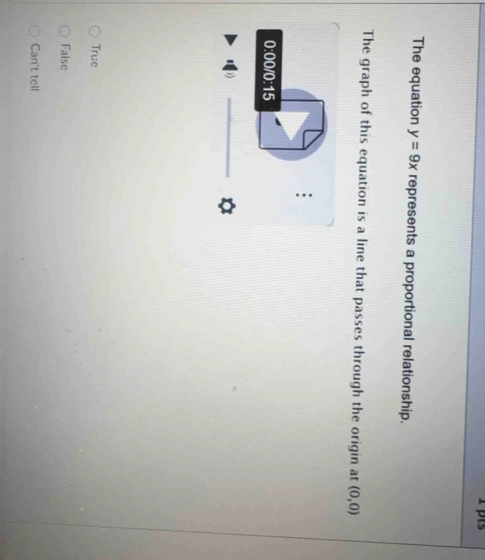 the equation $y = 9x$ represents a proportional relationship. the graph…