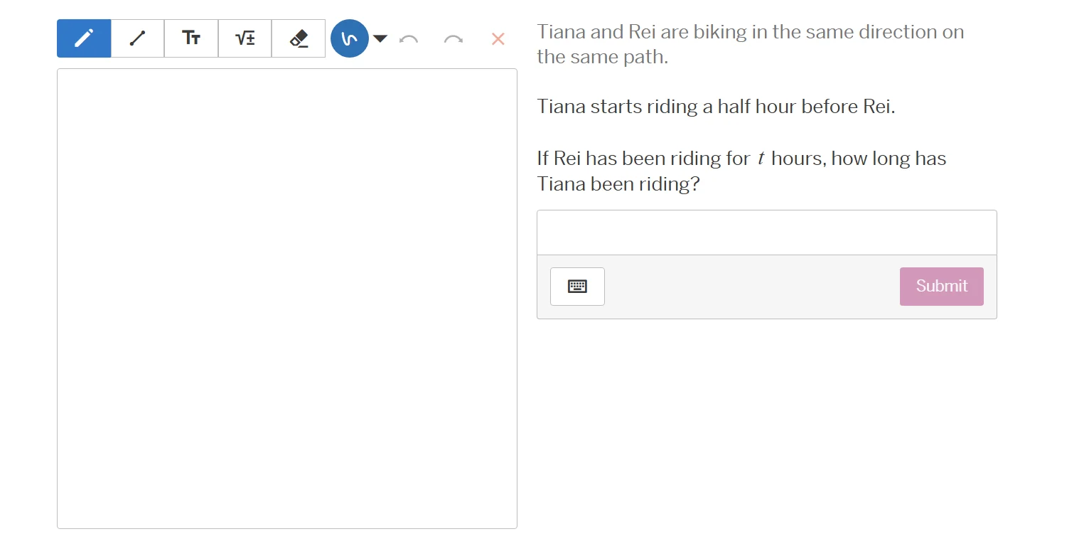 tiana and rei are biking in the same direction on the same path. tiana …