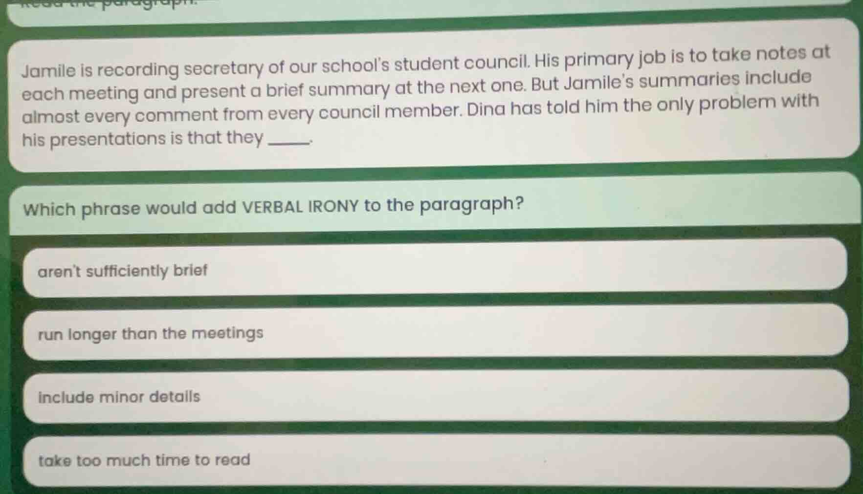 jamile is recording secretary of our school’s student council. his prim…