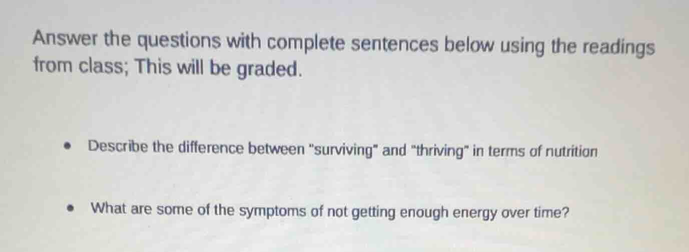 answer the questions with complete sentences below using the readings f…