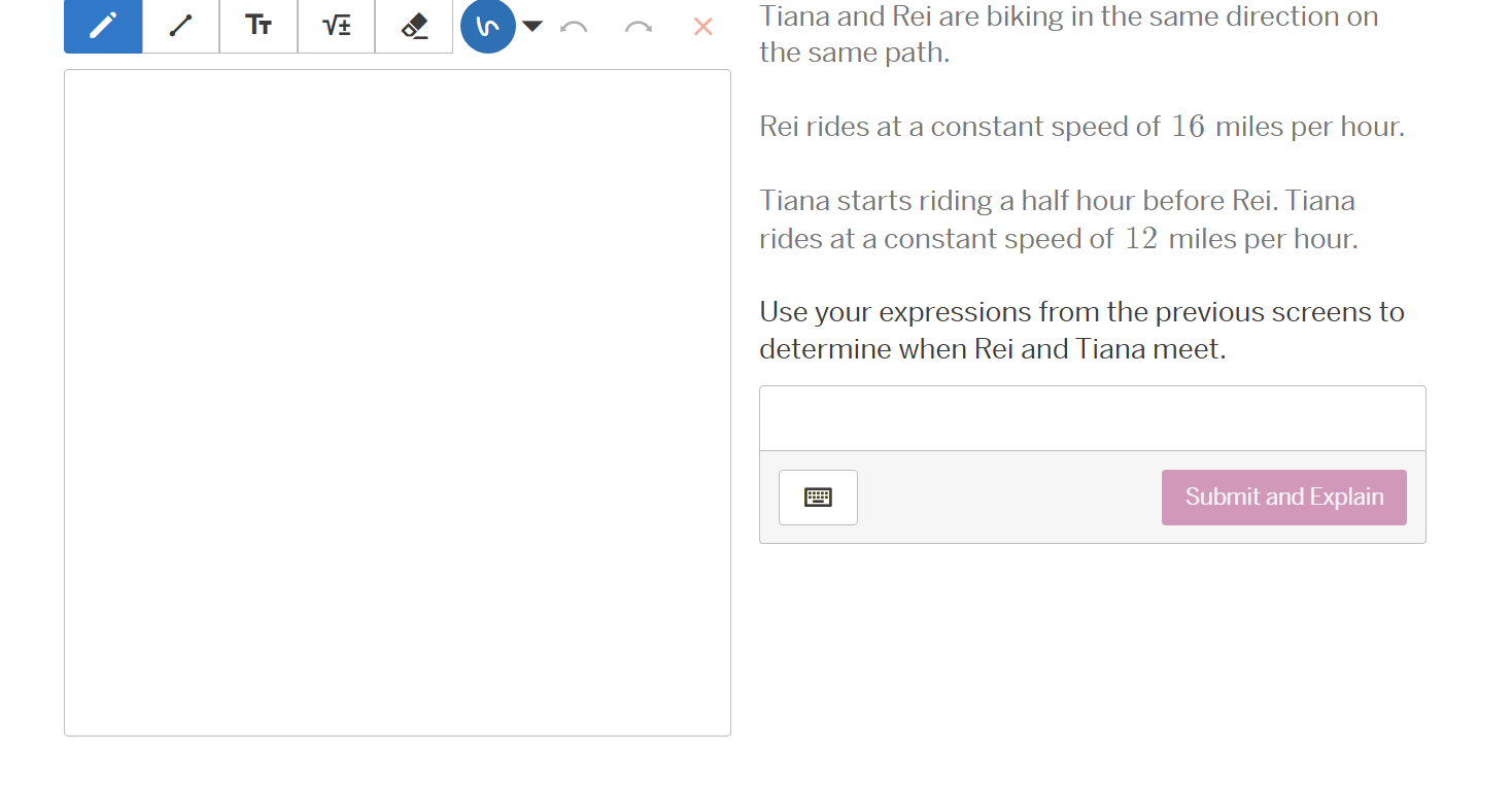 tiana and rei are biking in the same direction on the same path. rei ri…