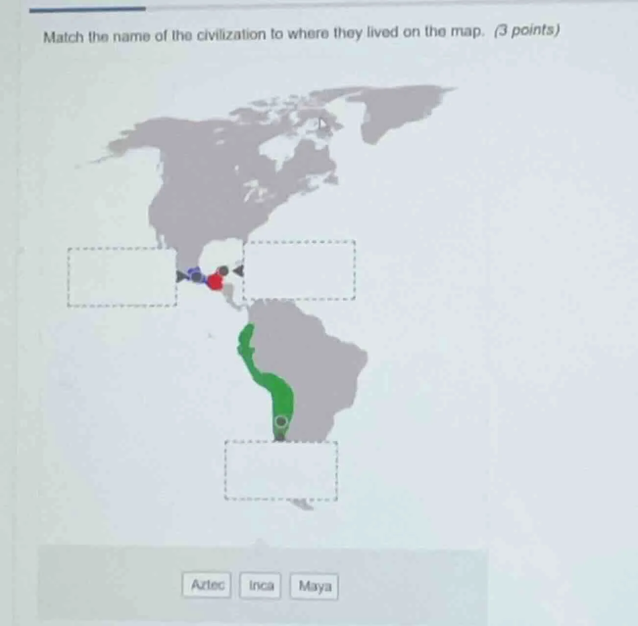 match the name of the civilization to where they lived on the map. (3 p…