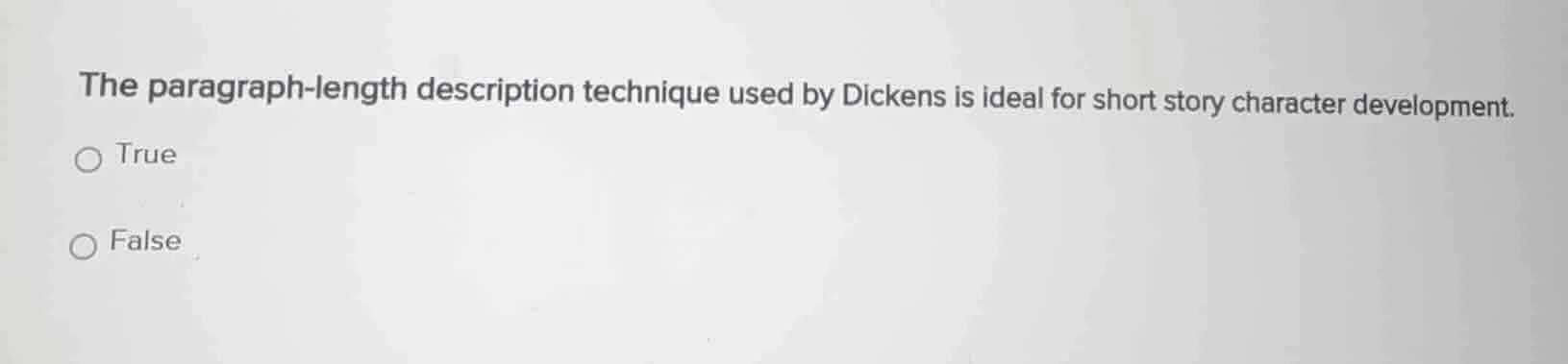 the paragraph-length description technique used by dickens is ideal for…