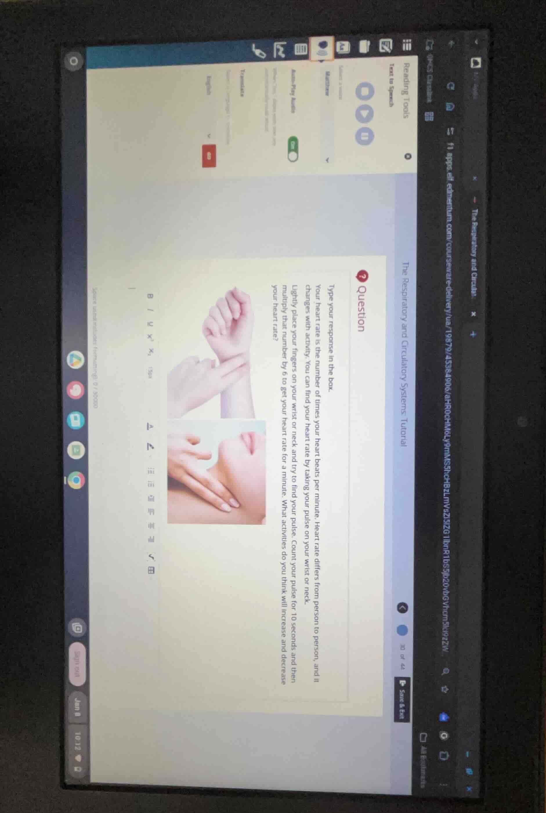 question type your response in the box. your heart rate is the number o…