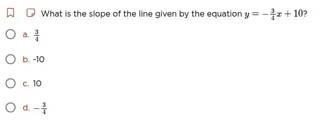 what is the slope of the line given by the equation $y = -\frac{3}{4}x …