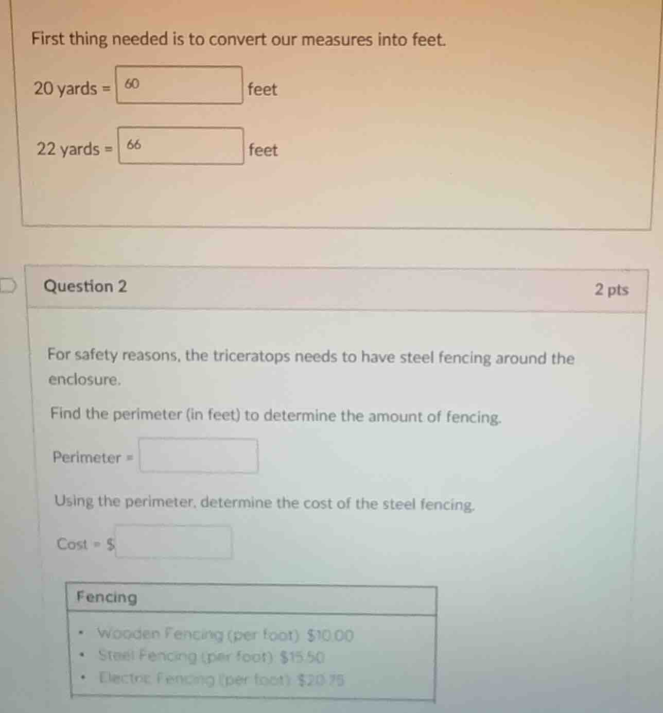 first thing needed is to convert our measures into feet. 20 yards = 60 …