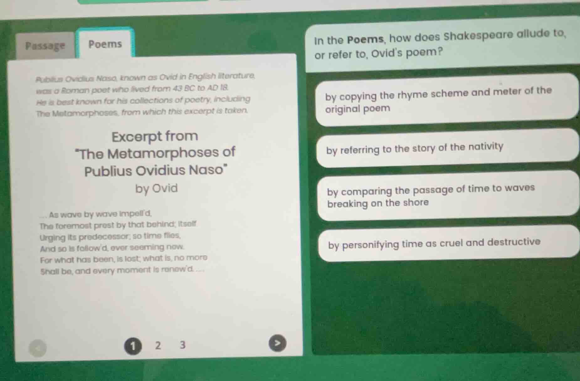 passage poems publius ovidius naso, known as ovid in english literature…
