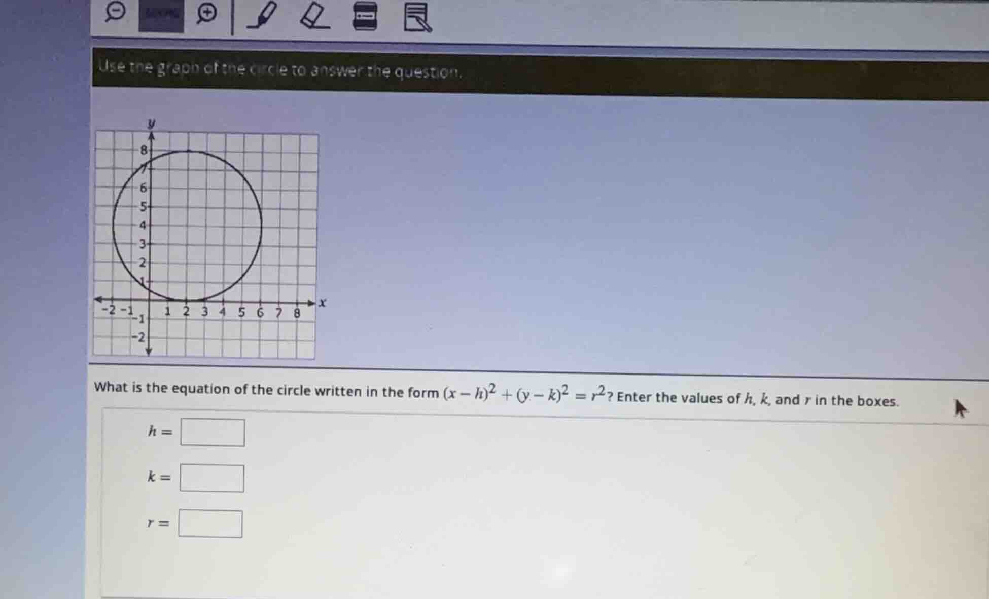 use the graph of the circle to answer the question. what is the equatio…