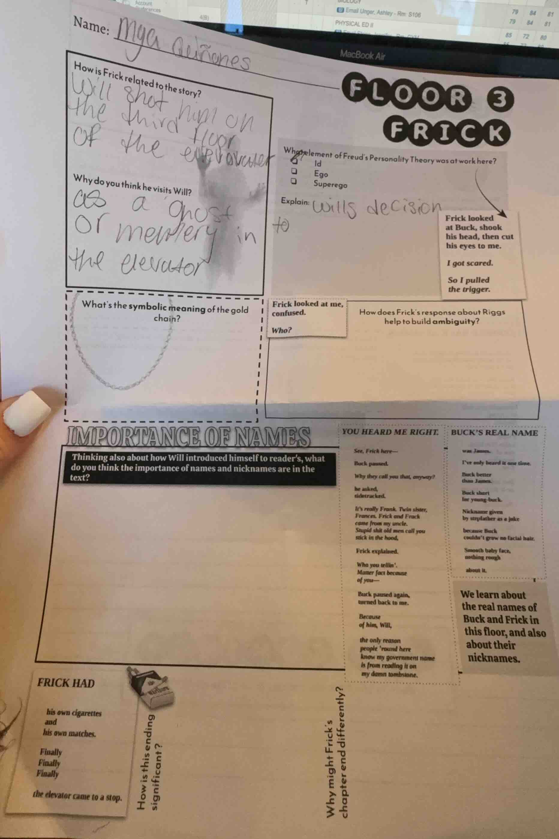 name: mya delrones floor 3 frick how is frick related to the story? wil…