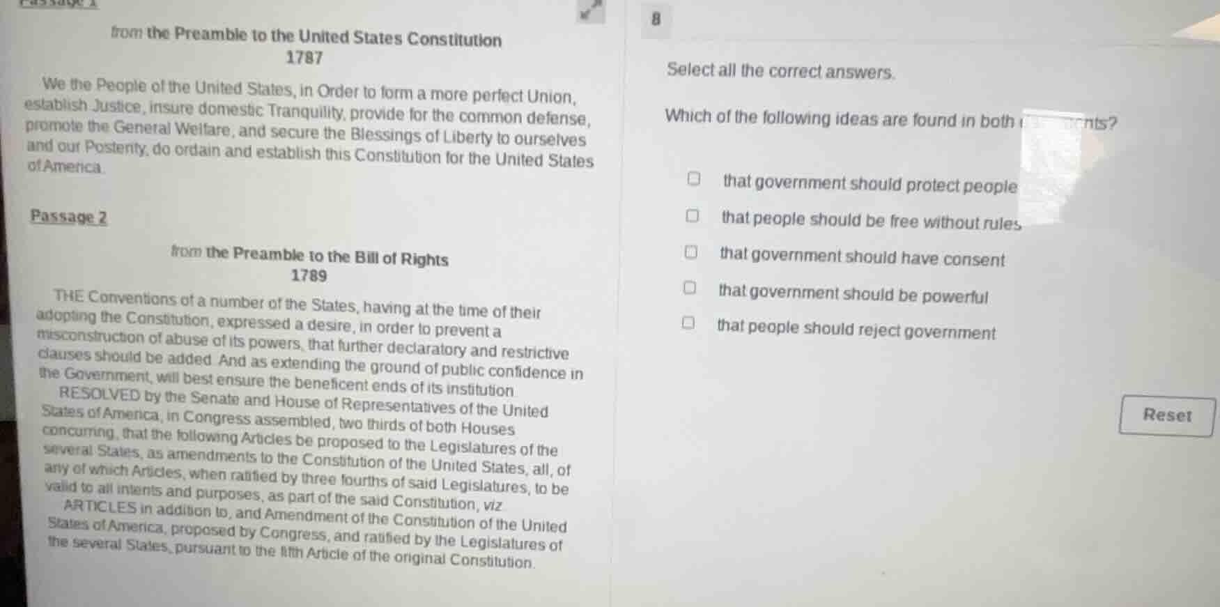 passage 1 from the preamble to the united states constitution 1787 we t…