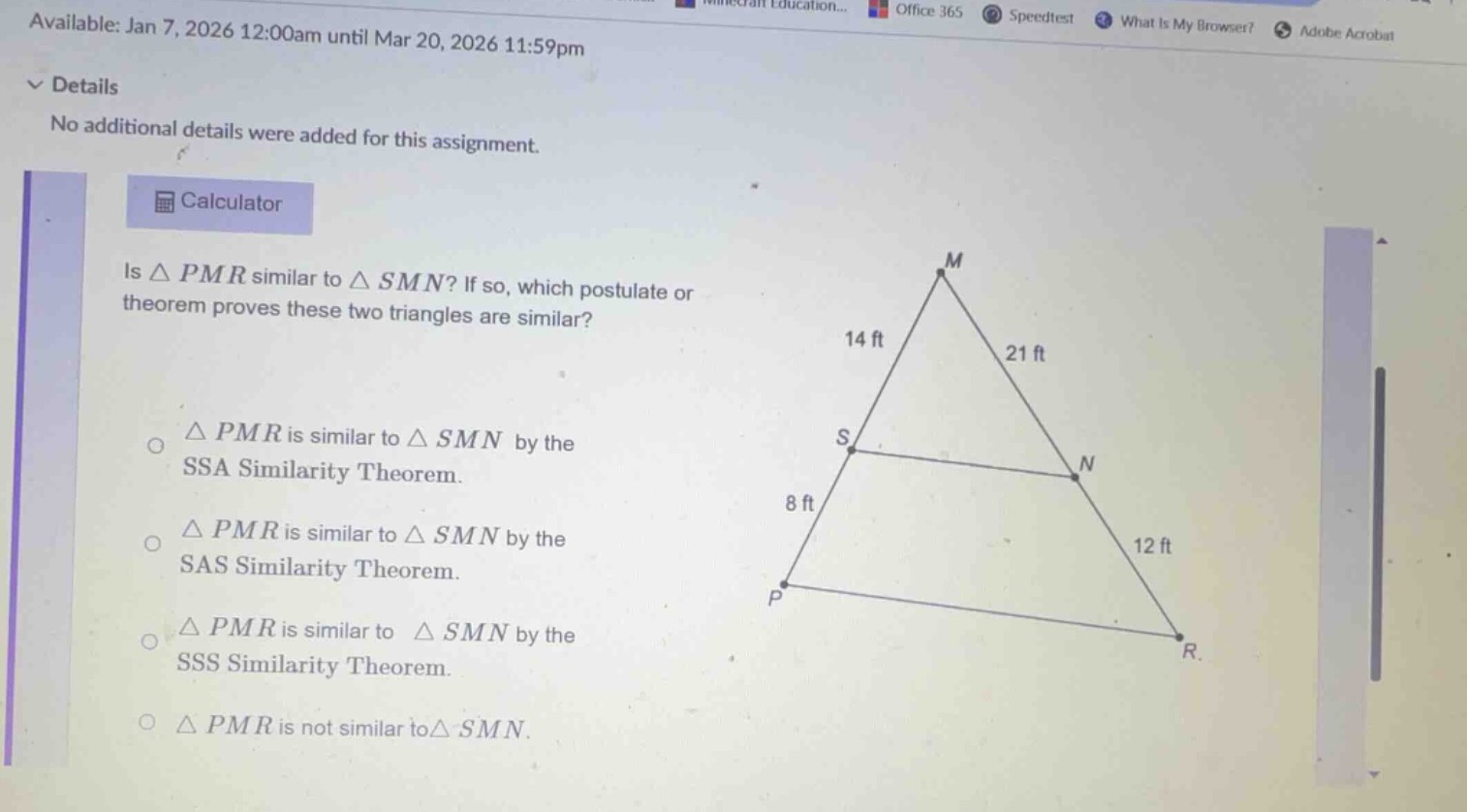 is $\\triangle pmr$ similar to $\\triangle smn$? if so, which postulate…
